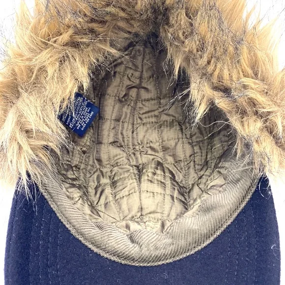 Vintage Abercrombie & Fitch Wool Navy Blue Trapper/Musher Hat